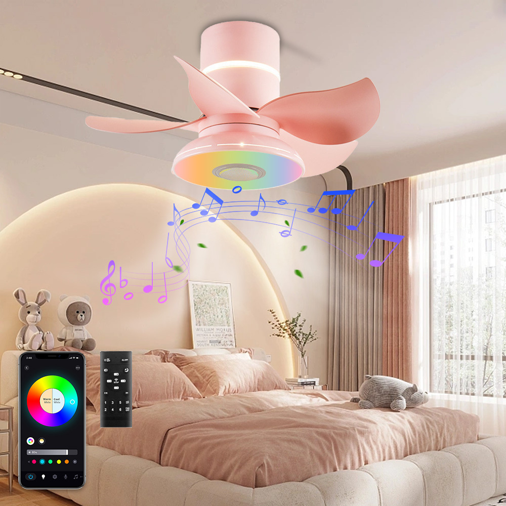 New indoor ceiling fan light kits smart led ceiling fan with light and bluetooth speaker bedroom study room smart ceiling fan