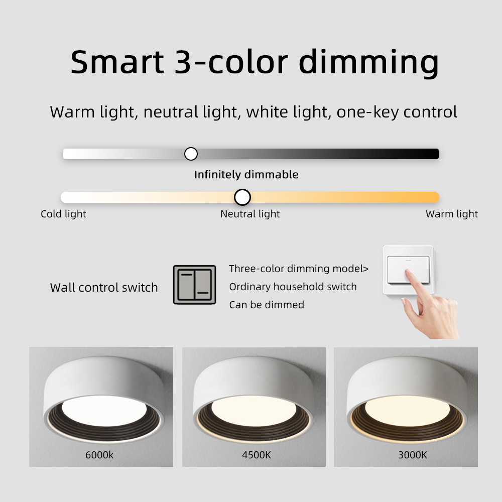 Surface Mounted Living Room Design Round Modern Led Ceiling Light Indoor Corridor Bedroom Black White Dimming Led Ceiling Lights