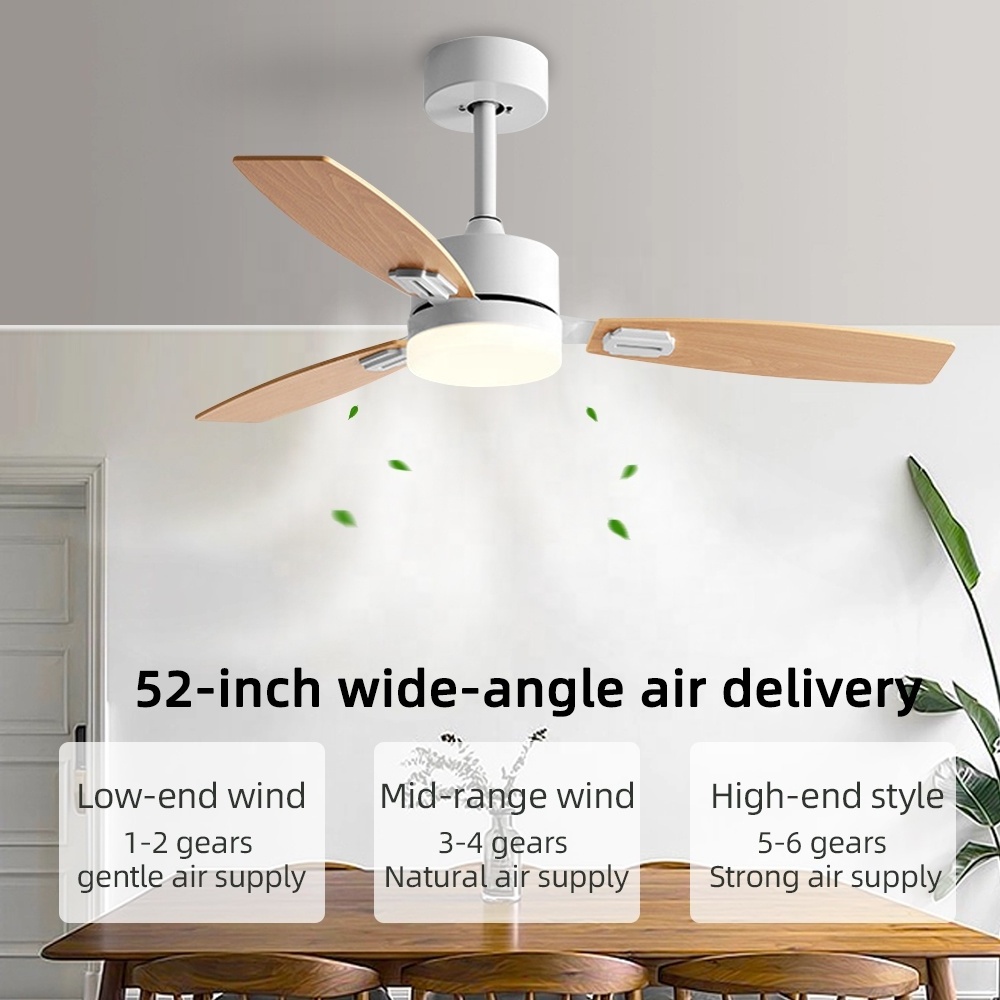 Modern premium commercial indoor 220v 52 inch 3 plywood blades dc remote control ceiling fan with light