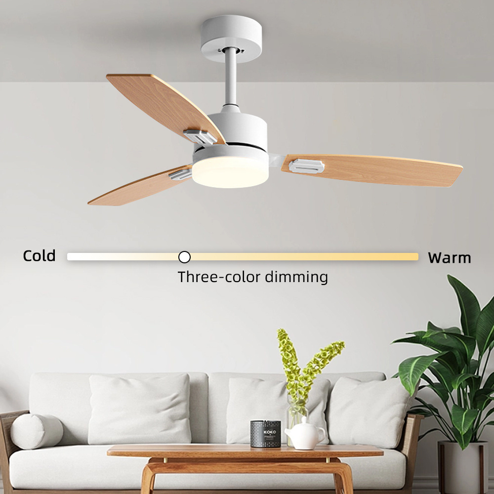 Modern premium commercial indoor 220v 52 inch 3 plywood blades dc remote control ceiling fan with light