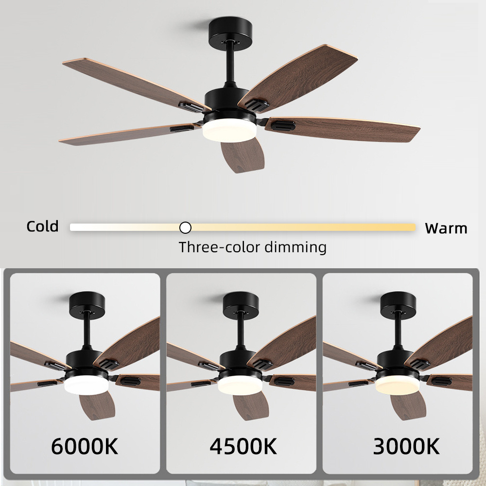 Modern premium commercial indoor 220v 52 inch 3 plywood blades dc remote control ceiling fan with light