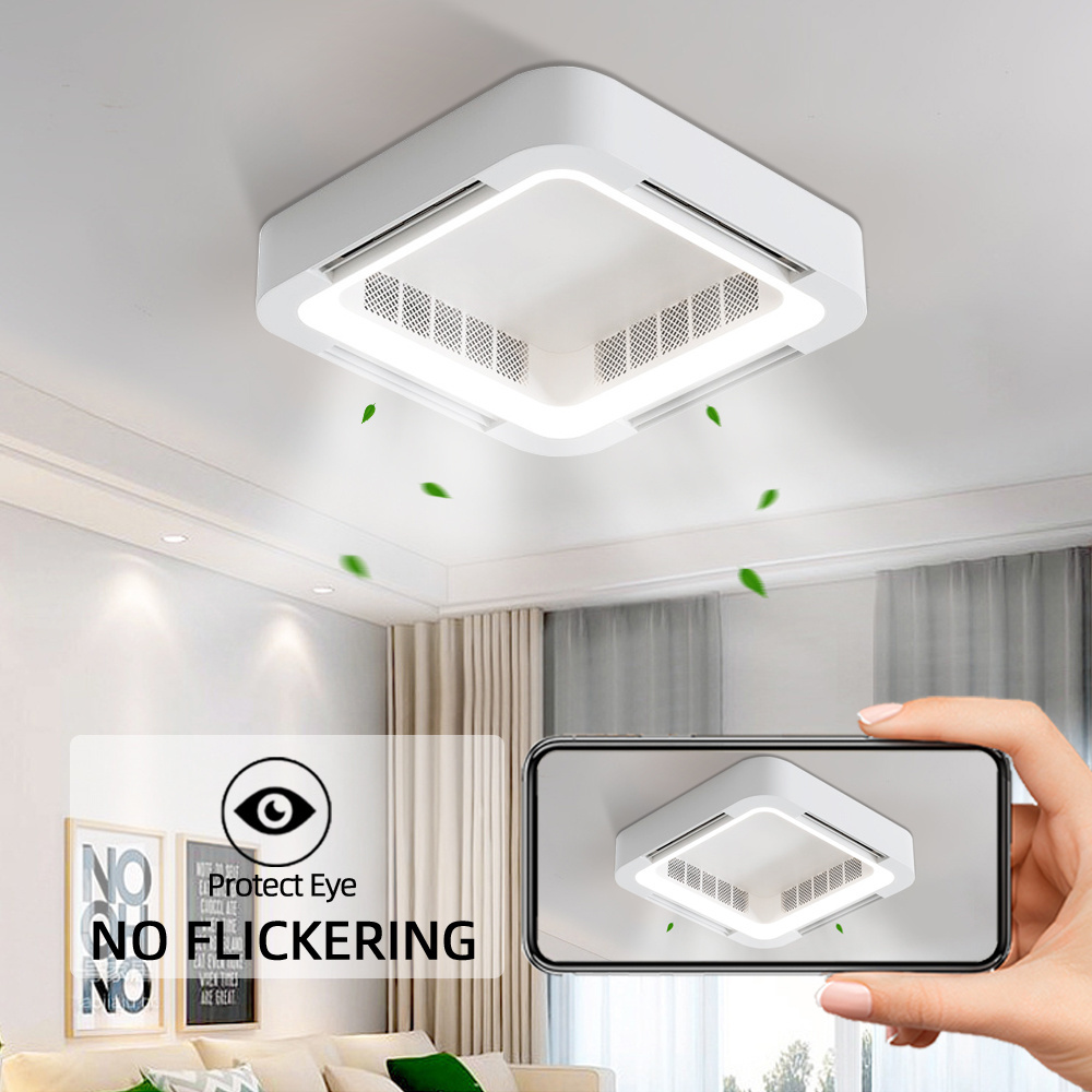 Luxury modern bladeless ceiling fan light with fan ceiling with led light remote control smart chandelier ceiling fan light