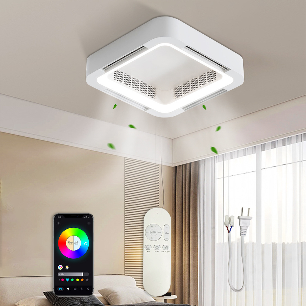 Luxury modern bladeless ceiling fan light with fan ceiling with led light remote control smart chandelier ceiling fan light