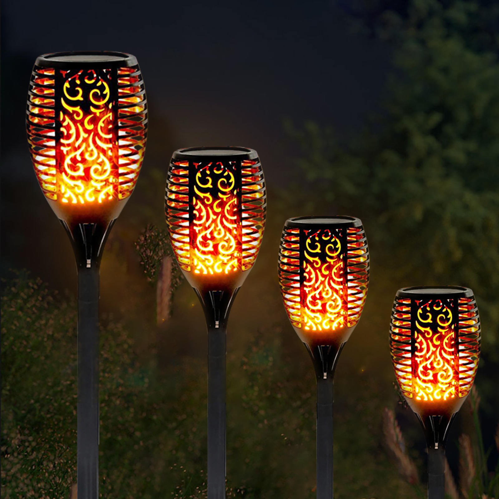 Festive Atmosphere Halloween Camping Super Bright Solar Outdoor Waterproof Led Flame Garden Lamp Flickering Flame Garden lights