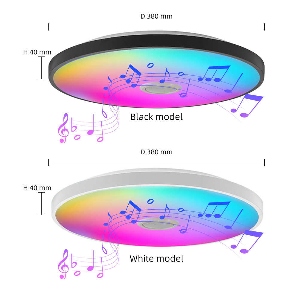 Creative Design 110V 220V Living Room Bedroom Smart Bluetooth Control Music Lamp 40w Dimming Acrylic Round Led Ceiling Lights
