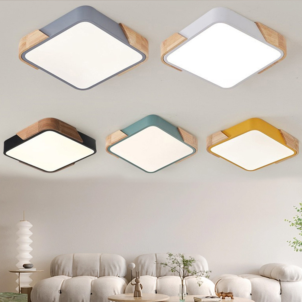 Modern minimalist led macaron ceiling light square bedroom aisle balcony entrance living room wooden design led ceiling lights