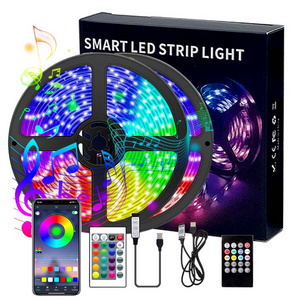 5V LED Strip Set 5050RGB Waterproof Colorful USB 24 Key Music Bluetooth TV Background Atmosphere Light Room RGB Led Strip Light