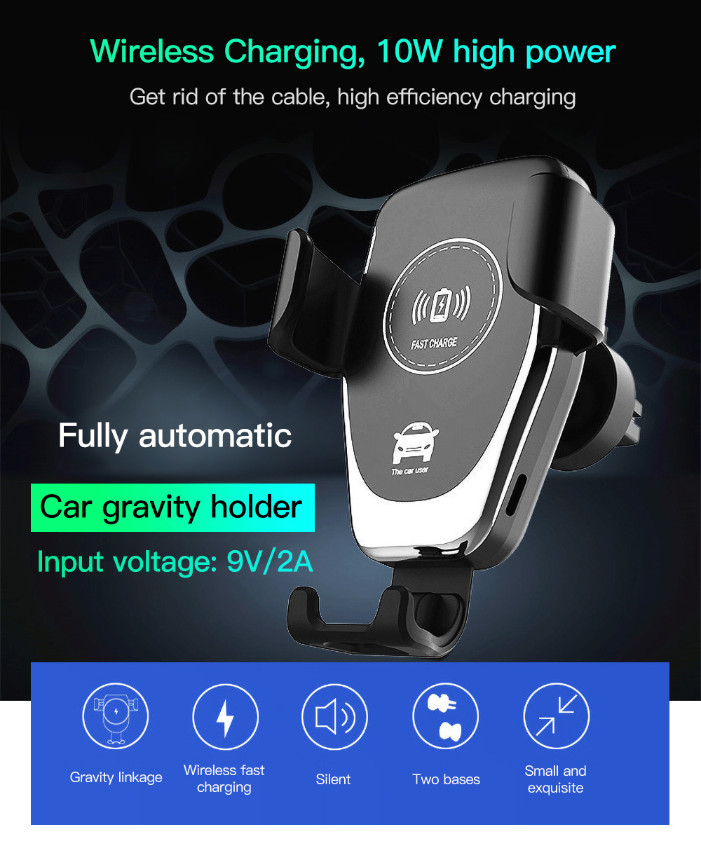 3 In 1 Qi Fast Wireless Car Charger Car Mount Wireless Charger Mobile Phone Holder