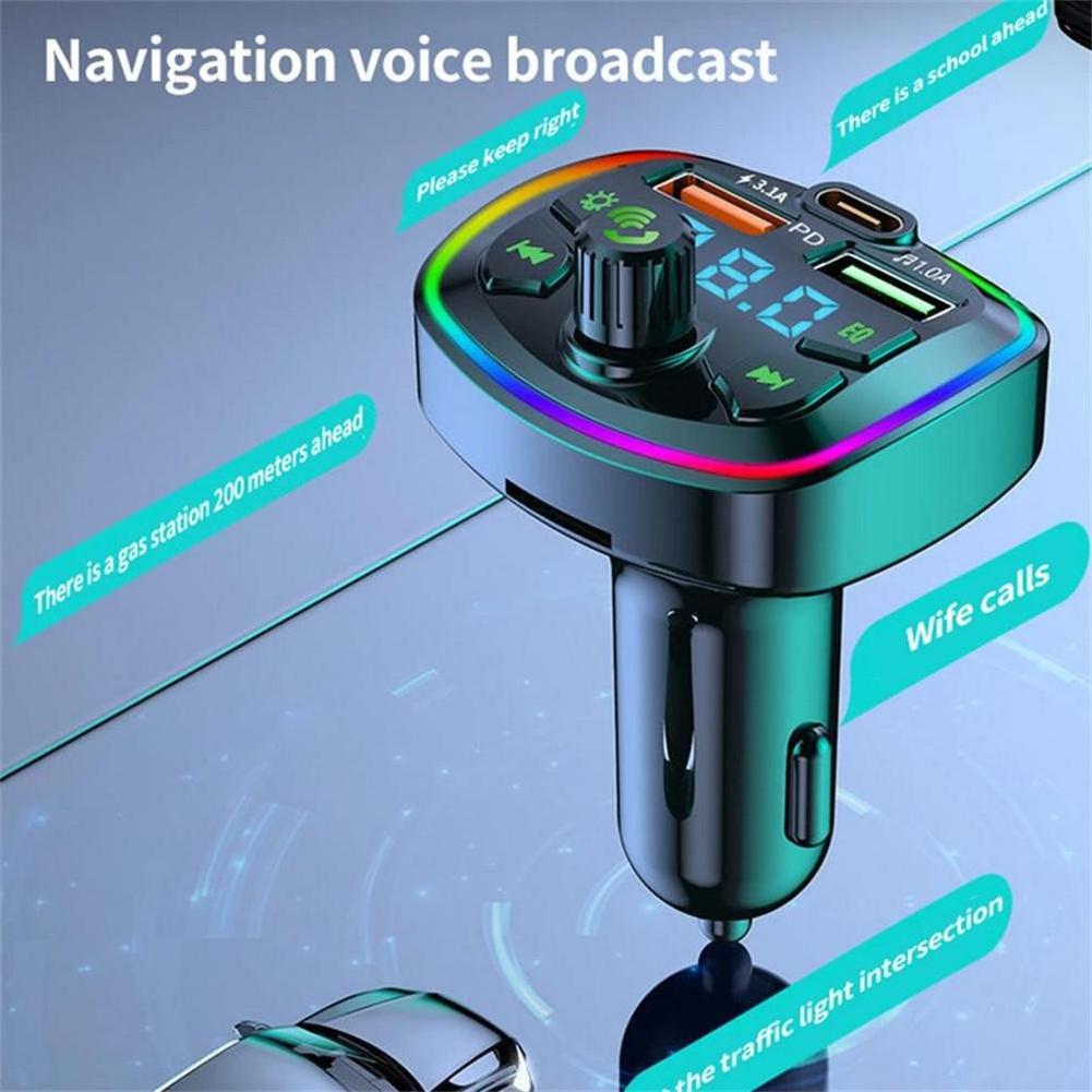 Q7 Car Charger Fm Transmitter Led Light 3.1A Fast Charging Adapter Dual Usb Port MP3 Car Charger