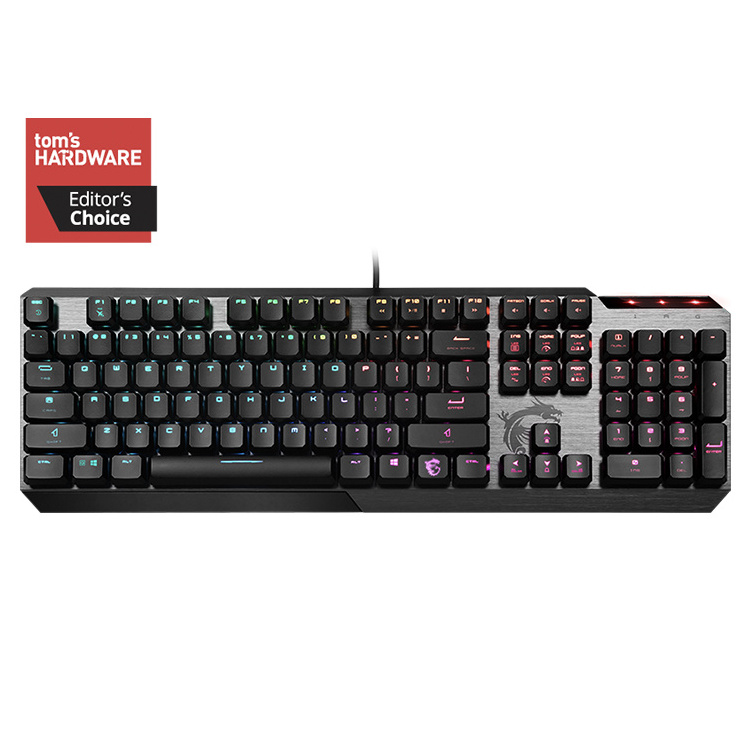 MSI Gaming Gear Backlit RGB LED GK50 Low Profile Mechanical Switches Anti Ghosting 104 Keys Brushed Aluminum Gaming Keyboard