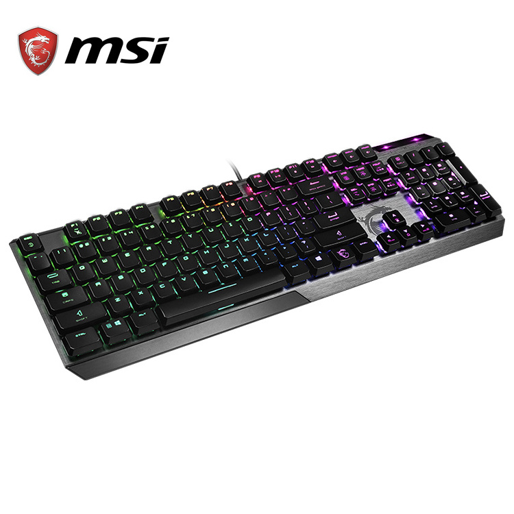 MSI Gaming Gear Backlit RGB LED GK50 Low Profile Mechanical Switches Anti Ghosting 104 Keys Brushed Aluminum Gaming Keyboard