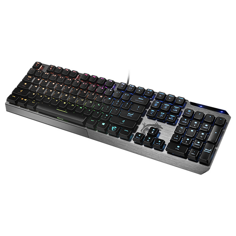 MSI Gaming Gear Backlit RGB LED GK50 Low Profile Mechanical Switches Anti Ghosting 104 Keys Brushed Aluminum Gaming Keyboard