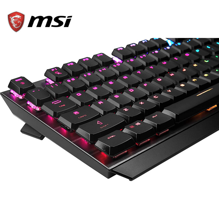 MSI Gaming Gear Backlit RGB LED GK50 Low Profile Mechanical Switches Anti Ghosting 104 Keys Brushed Aluminum Gaming Keyboard