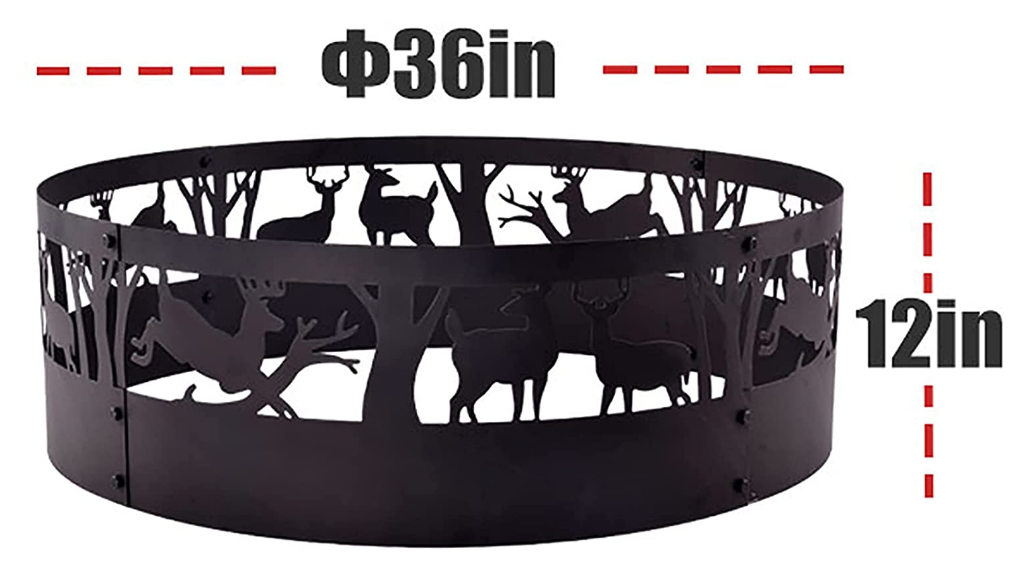 Metal Works Outdoor Campfire Fire Ring w Whitetail Deer Design