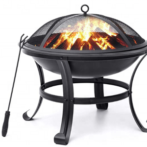 FireBeauty Fire Pit BBQ Grill Pit Bowl with Mesh Spark Screen Cover,Poker