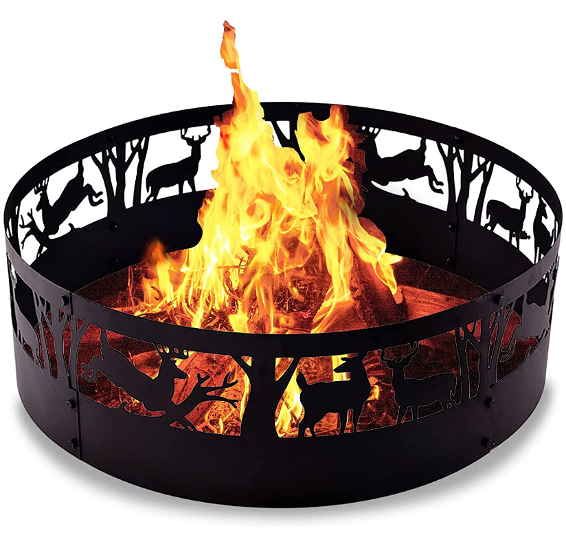 Metal Works Outdoor Campfire Fire Ring w Whitetail Deer Design