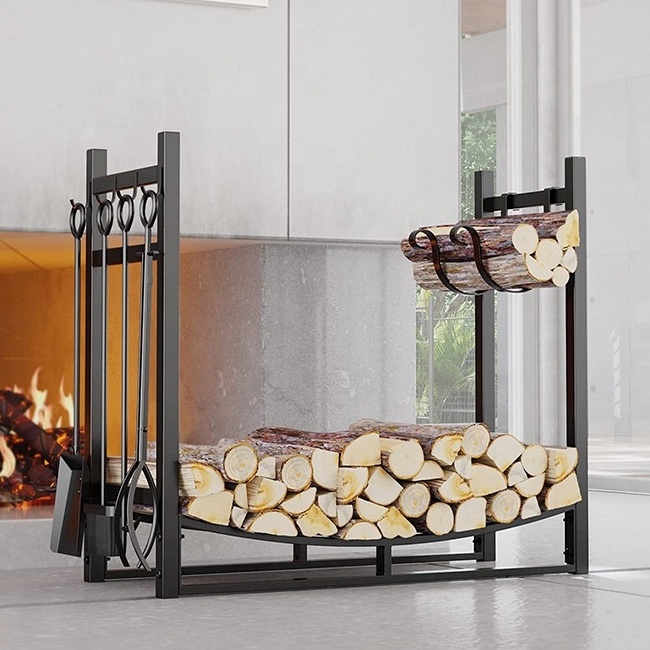 Metal Firewood Holder Fireplace Log Rack for Wood Storage  Log Holder Include 4 Tools for indoor outdoor