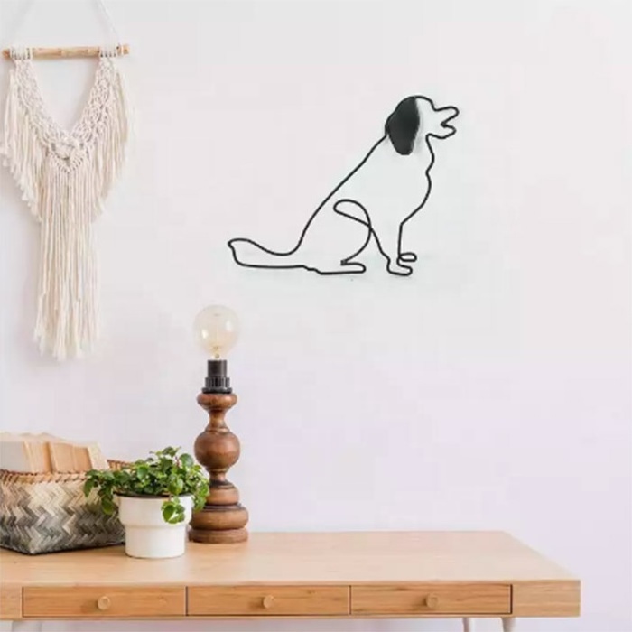 Lovely Wall Hanging Living Room Wall Arts Metal Dog Shape Wall Sculpture Decor