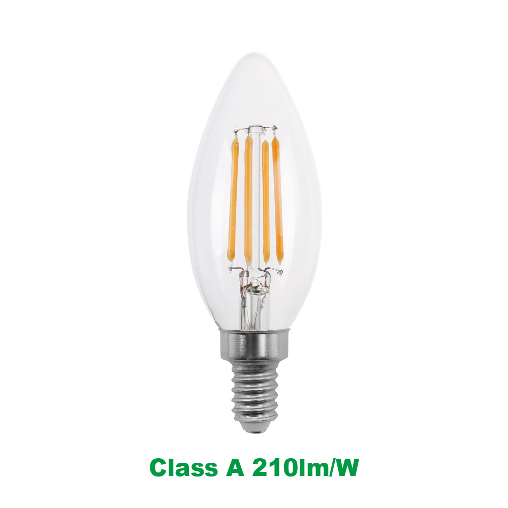 UKCA certificate Class A 210lm/w filament bulb with E14 B22 E27 base Edison Led Light Bulbs Clear LED bulb