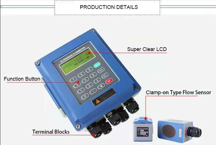 Tuf-2000m Modular Ultrasonic Flowmeter Wall Mount Water Flow Mete Dn15-Dn100 Ultrasonic Flow Meter