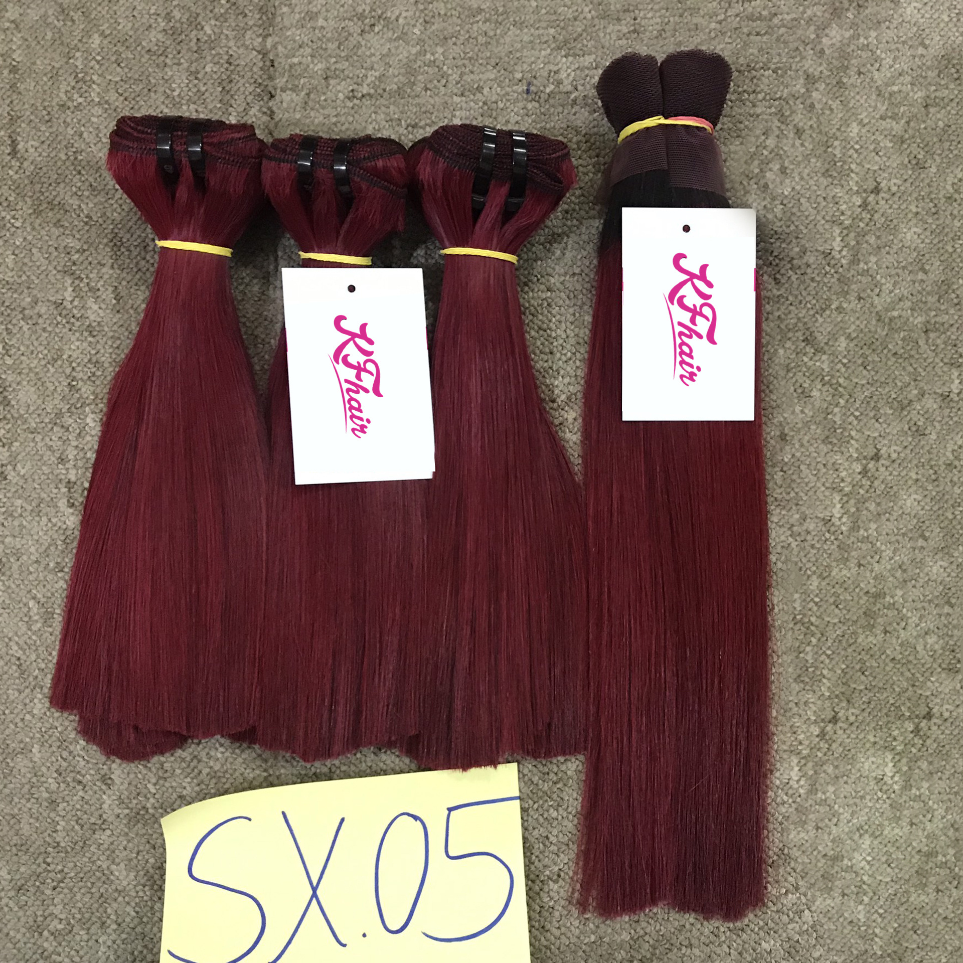 Vietnam Free sample Wholesale Double Drawn Bone Straight Remy Hair With Red Wine Color Human Hair Extensions