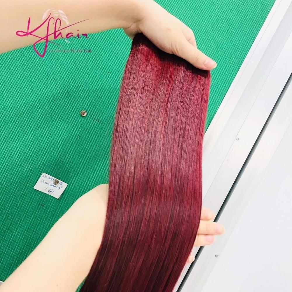 Vietnam Free sample Wholesale Double Drawn Bone Straight Remy Hair With Red Wine Color Human Hair Extensions