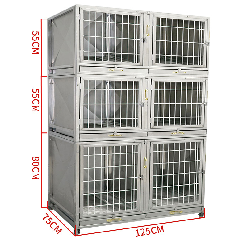 Multiple Stackable Stainless Steel Dog Crate Dog Kennel Animal Hospital Cage On Wheels For Sale Cheap In House