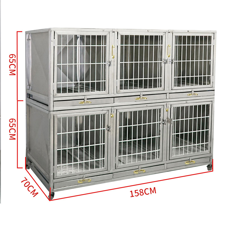 Multiple Stackable Stainless Steel Dog Crate Dog Kennel Animal Hospital Cage On Wheels For Sale Cheap In House