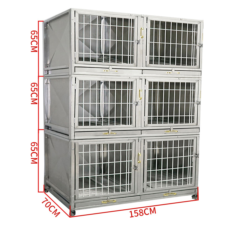 Multiple Stackable Stainless Steel Dog Crate Dog Kennel Animal Hospital Cage On Wheels For Sale Cheap In House