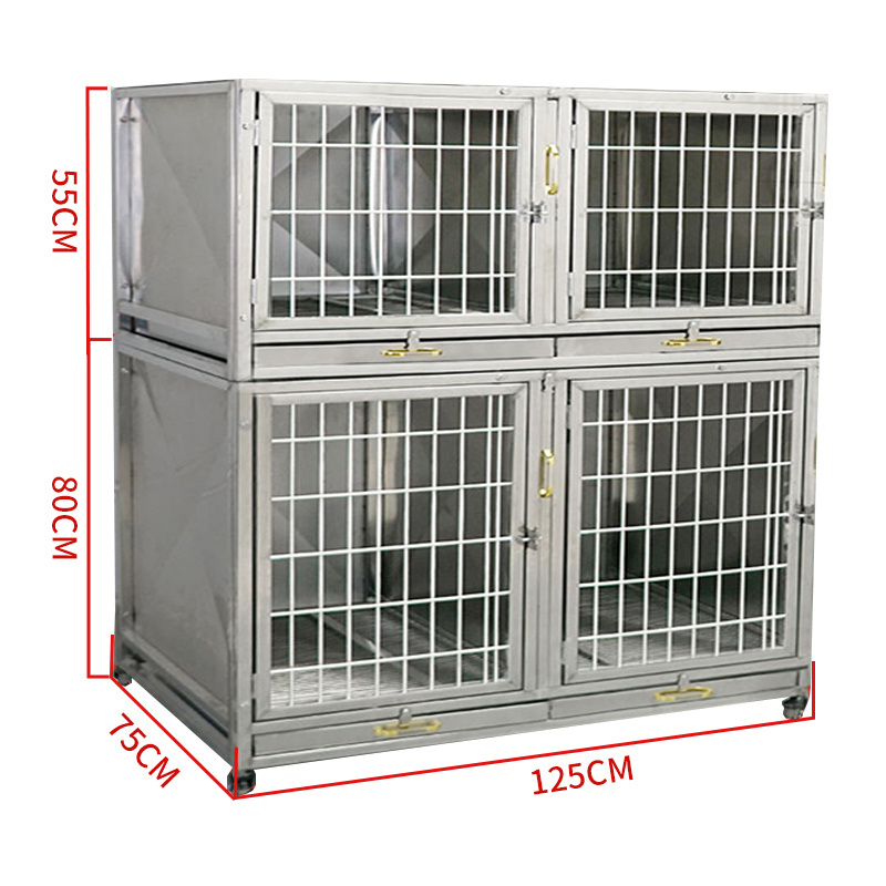 Multiple Stackable Stainless Steel Dog Crate Dog Kennel Animal Hospital Cage On Wheels For Sale Cheap In House