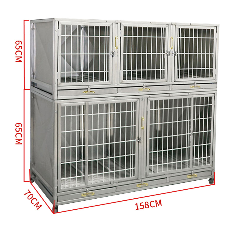 Hot sale heavy duty rolling dog cage 304 stainless steel large dog cage kennel for dogs