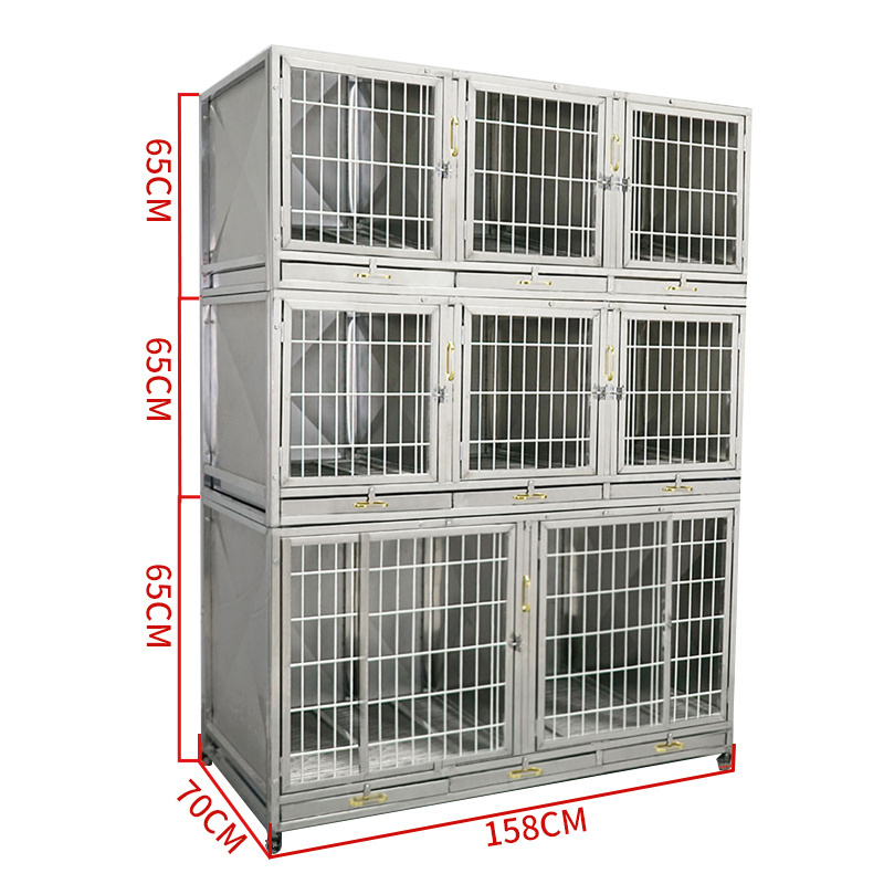 Veterinary animal cages stainless steel pet cat display cage collapsible modular heavy duty dog breeding kennels