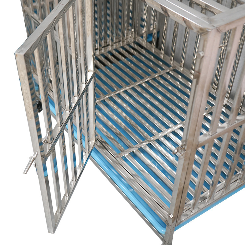 manufacturer wholesaler dog kennels cages thick wire mesh iron Corner pet cages with skylight easy for transportation