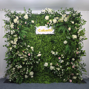 Custom Flowerwall 5d 3d White Roll Up Cloth Flower Wall Backdrop 8ft x 8ft Wedding Decor Artificial Greenny Flower Panels Flower