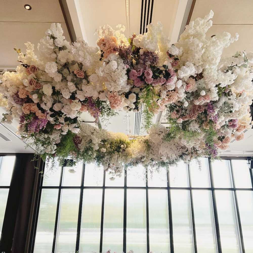 KCFC-013 Oem Wedding Decoration Artificial Green Wall Flowers Hanging Ceiling Green Plant For Wedding Stage Decoration