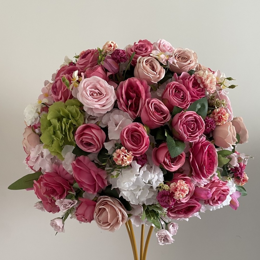 KCFB-113 Pink Silk Flower Kissing Ball For Wedding Kissing Ball Wedding Decoration Centerpieces