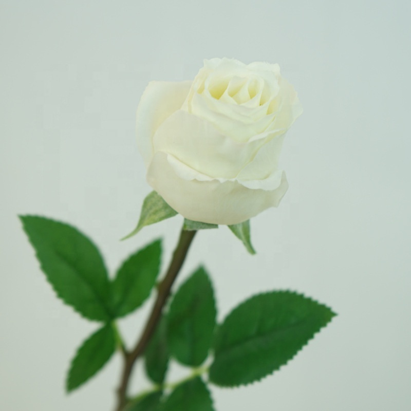 Artificial White Rose Flowers Realistic Latex Roses Single Stem Fake Rose for Wedding Bridal Home Garden Decorations