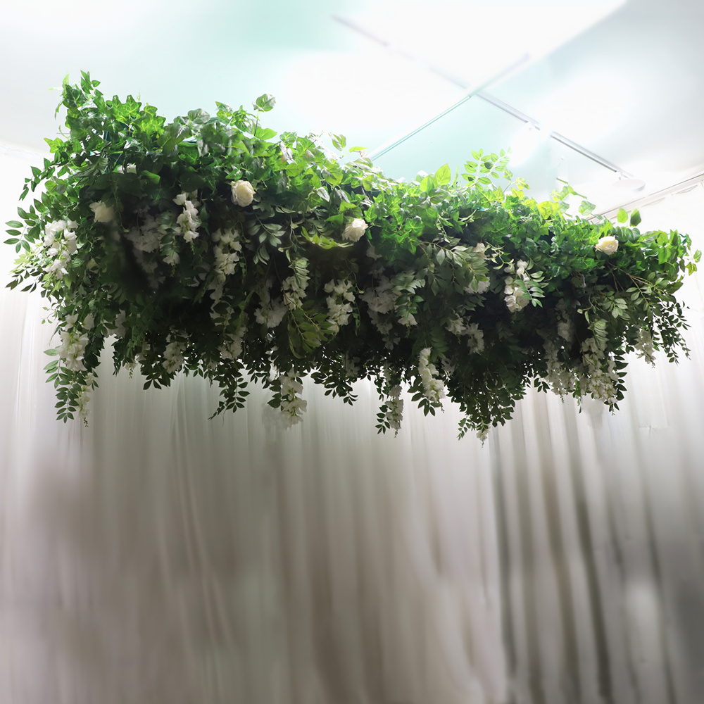 KCFC-013 Oem Wedding Decoration Artificial Green Wall Flowers Hanging Ceiling Green Plant For Wedding Stage Decoration