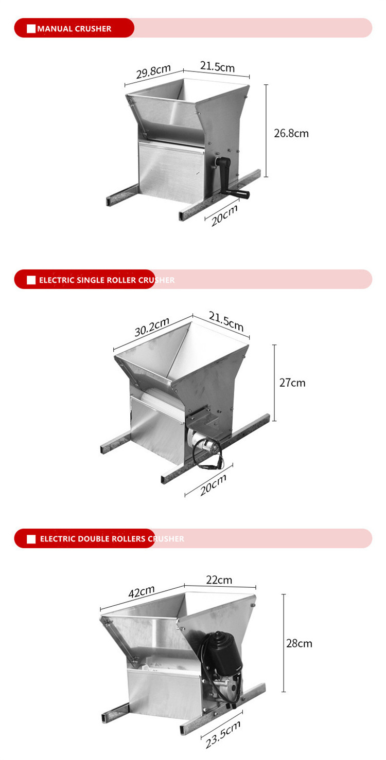 304 Stainless Steel Electric Grape Press Machine Double Rollers Grape Crushing Machine Blueberry Crusher Machine