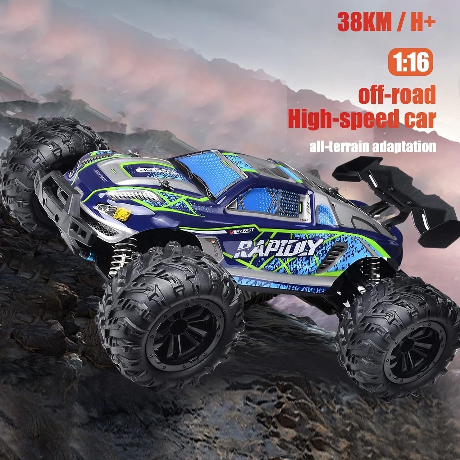 All Terrain 1:16 High Speed 2.4GHz 38km/h Remote Control rc cars 4WD  Off-Road  RTR Toy Two-Way Remote Control  Rc Trucks