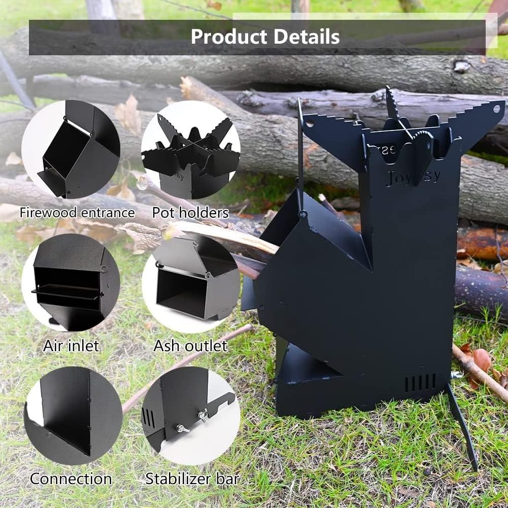 Factory ready to ship wholesale price fashion cookware portable wood stove fire camping rocket stove  for outdoor BBQ cooking