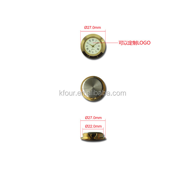 27mm watch clock insert bezel head gold silver quartz mini clock with button cell