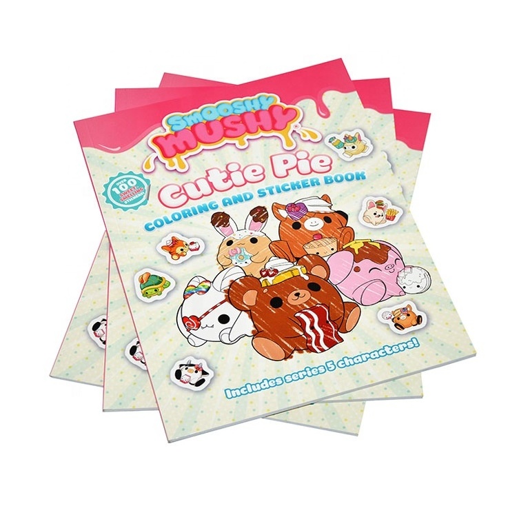 Custom Softcover Children Coloring Books Printing Perfect Bound Sticker Book Printing Service