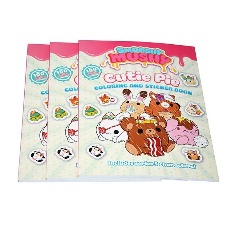 Custom Softcover Children Coloring Books Printing Perfect Bound Sticker Book Printing Service