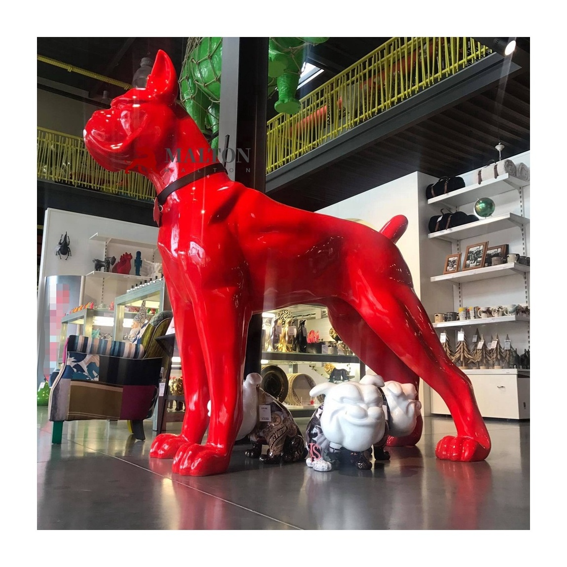 Custom OEM Chinese Factory Professinal Hand made Fiberglass Dog Boxer Sculpture For Decoration