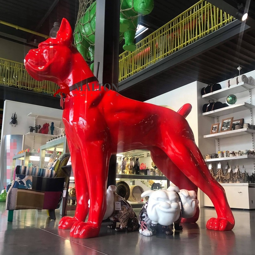 Custom OEM Chinese Factory Professinal Hand made Fiberglass Dog Boxer Sculpture For Decoration