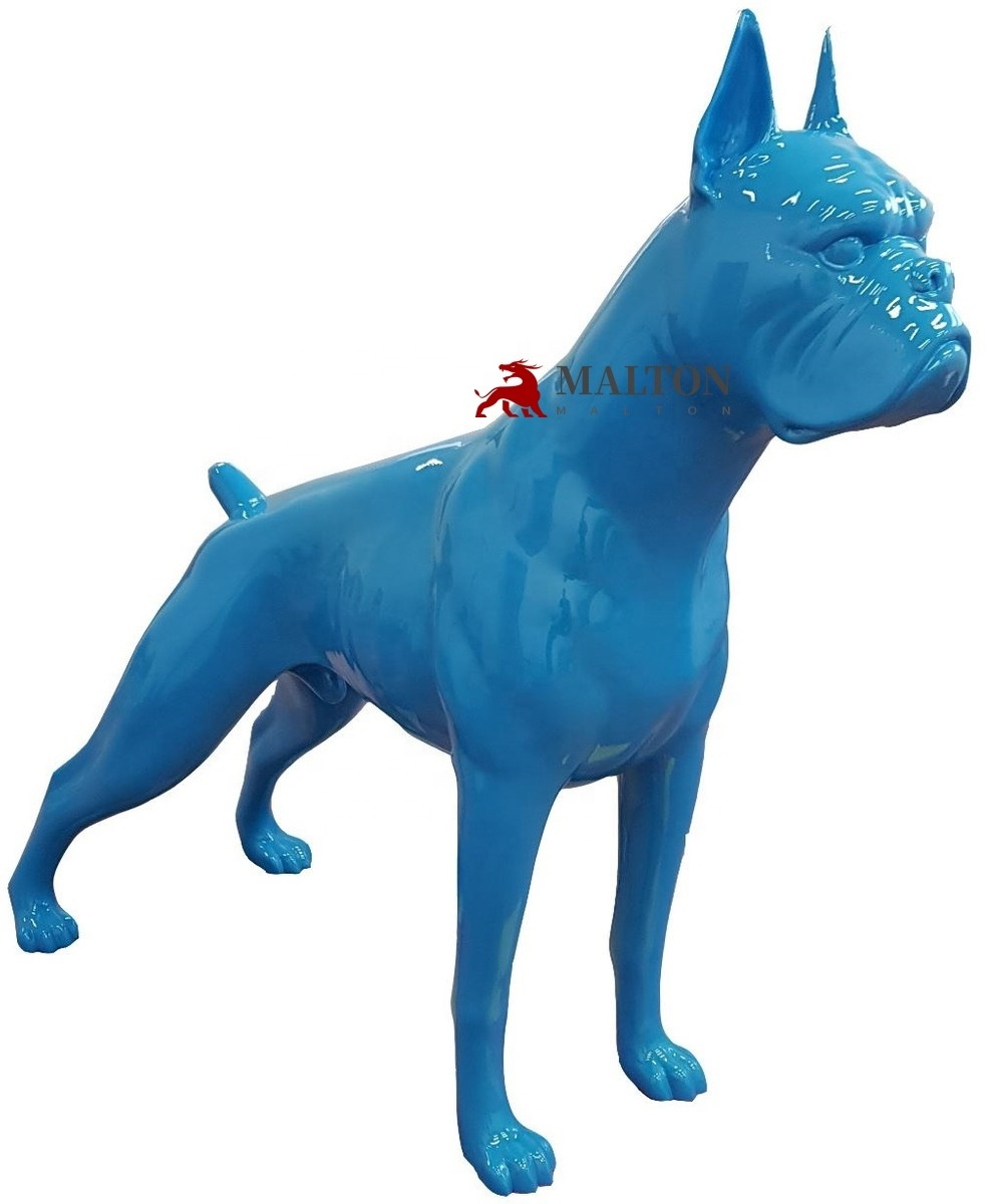 Custom OEM Chinese Factory Professinal Hand made Fiberglass Dog Boxer Sculpture For Decoration