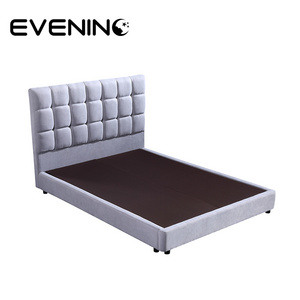 Home furniture wooden platform single double queen king soft bed with headboard