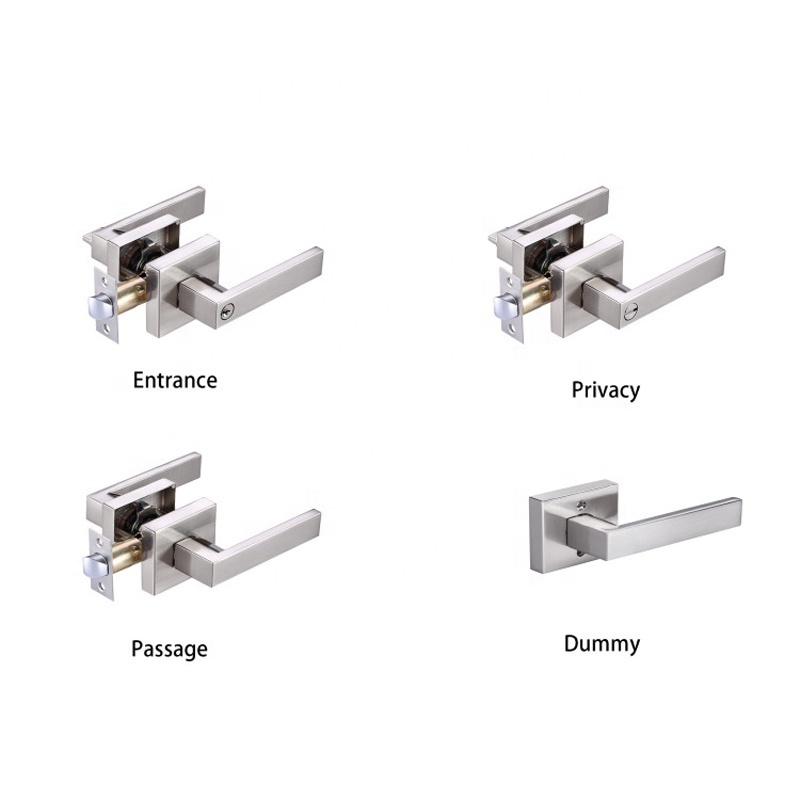 American Heavy Duty Square Door Levers bedroom Bathroom Door Knobs Privacy Silver color keyless entry Door Locks