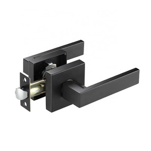 Matt black ORB square zinc alloy passage door lever tubular door handles door lock for school office